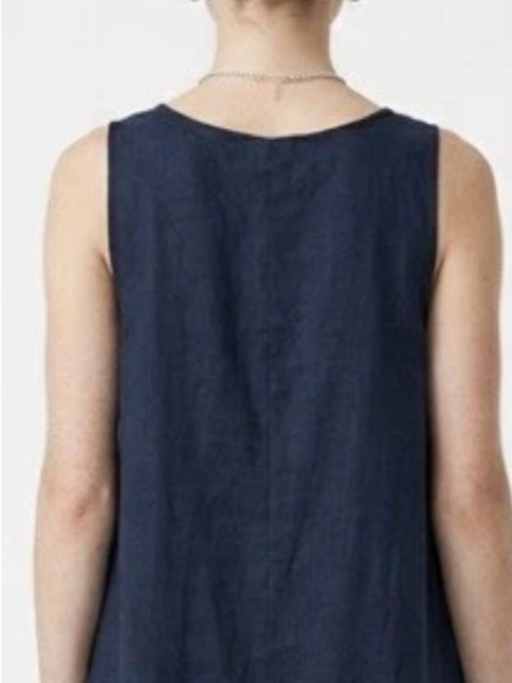 Eileen fisher navy blue organic linen dress side pockets new with tag - Picture 3 of 4